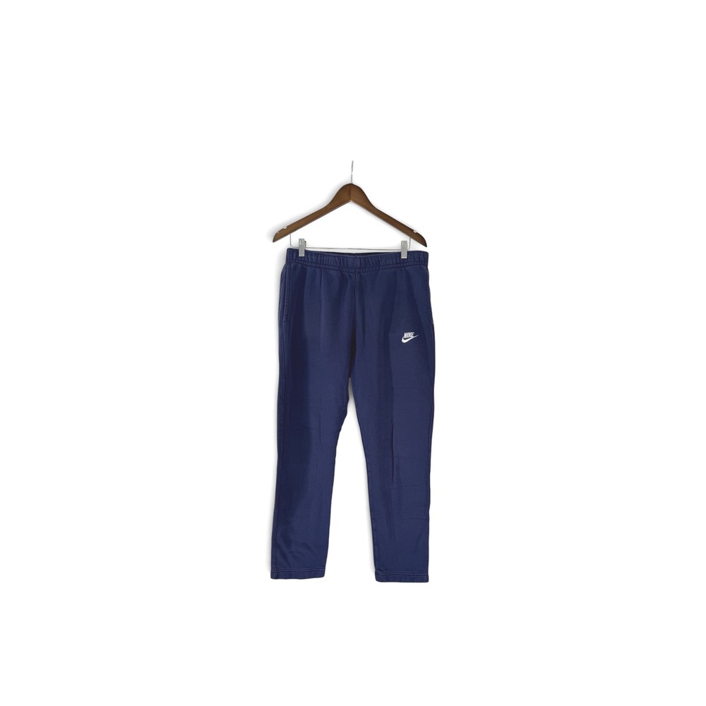 Nike Mens Fleece Joggers Navy Blue Sweatpants Embroidered Logo Large